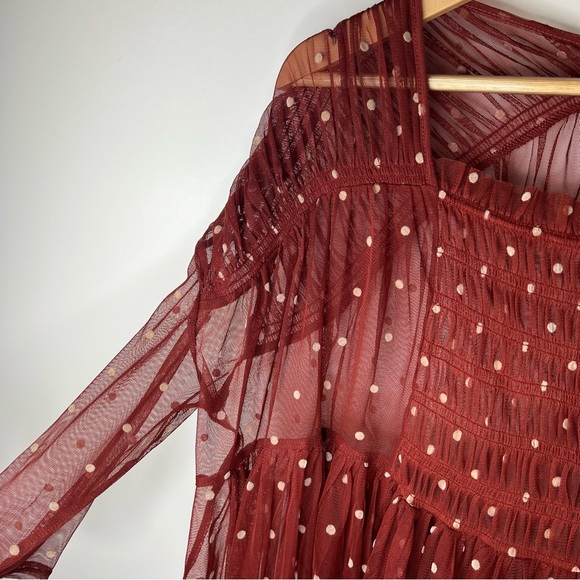 FREE PEOPLE Maroon Sheer Polka Dot Saya Tunic - Picture 5 of 7